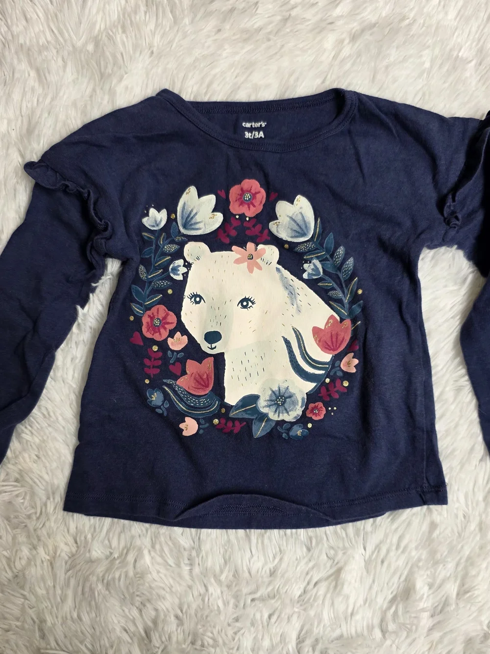 Carter's Navy Bear and Floral Long-Sleeve Tee